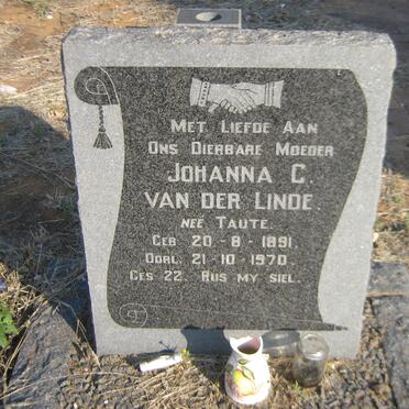 LINDE Johanna C., van der nee TAUTE 1891-1970