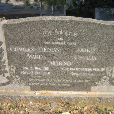MEIRING Charles Thomas Ward 1910-1953 &amp; Dirkie Cecilia VAN HUYSSTEEN 1911-1993