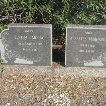 MEIRING Albertus M. 1870-1951 &amp; Elsie M.E. DE LANGE 1873-1951