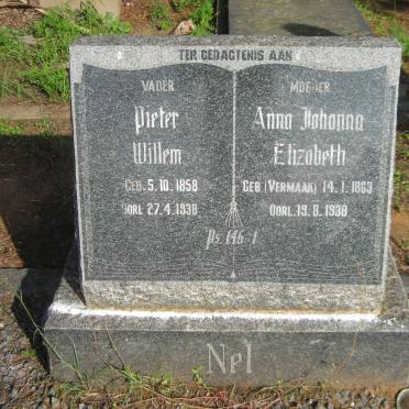 NEL Pieter Willem 1858-1938 &amp; Anna Johanna Elizabeth VERMAAK 1863-1938