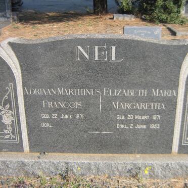 NEL Adriaan Marthinus Francois 1871- &amp; Elizabeth Maria Margaretha 1871-1953