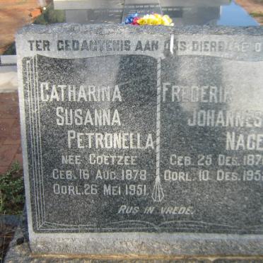 NAGEL Frederik Johannes 1871-1952 &amp; Catharina Susanna Petronella COETZEE 1878-1951