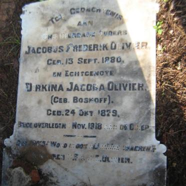 OLIVIER Jacobus Frederik 1880-1918 &amp; Dirkina Jacoba BOSHOFF 1879-1918
