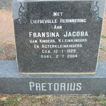 PRETORIUS Fransina Jacoba 1929-2004