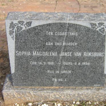 RENSBURG Sophia Magdalena, Janse van 1881-1930
