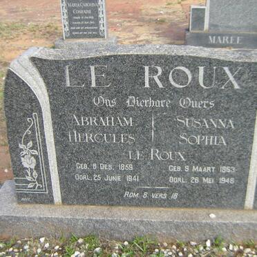 ROUX Abraham Hercules, le 1859-1941 &amp; Susanna Sophia 1863-1948