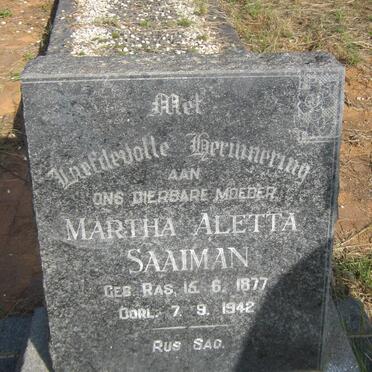 SAAIMAN Martha Aletta nee RAS 1877-1942