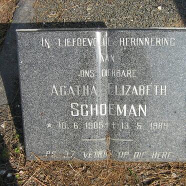 SCHOEMAN Agatha Elizabeth 1905-1989