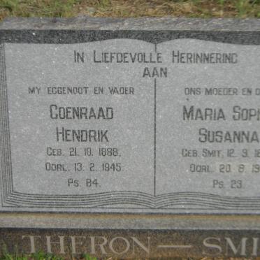 THERON Coenraad Hendrik 1888-1945 &amp; Maria Sophia Susanna SMIT 1898-1969