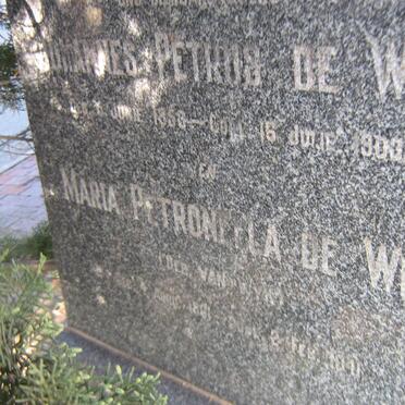 WET Johannes Petrus, de 1853-1903 &amp; Maria Petronella VAN WYK 1861-1941