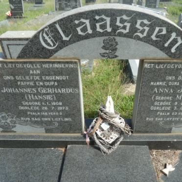 CLAASSEN Johannes Gerhardus 1908-1973 &amp; Anna Jacoba MEYER 1912-1993