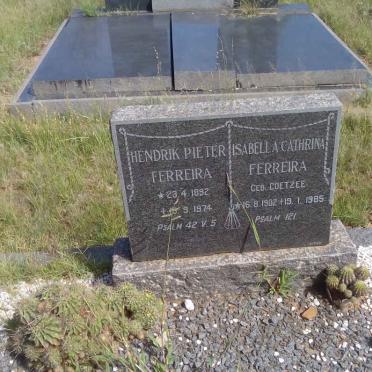 FERREIRA Hendrik Pieter 1892-1974 &amp; Isabella Cathrina COETZEE 1902-1985