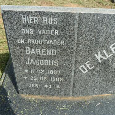 KLERK Barend Jacobus, de 1897-1985