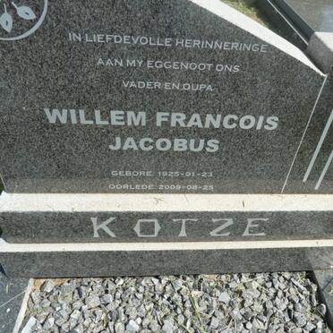 KOTZÉ Willem Francois Jacobus 1925-2009