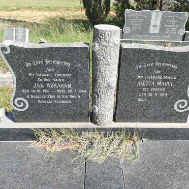 MOSTERT Jan Abraham 1910-1964 &amp; Aletta Maria VORSTER 1914-