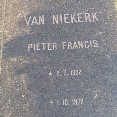 NIEKERK Pieter Francis, van 1932-1978