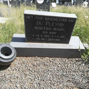 PLESSIS Martha Maria, du nee HORN 1920-1991