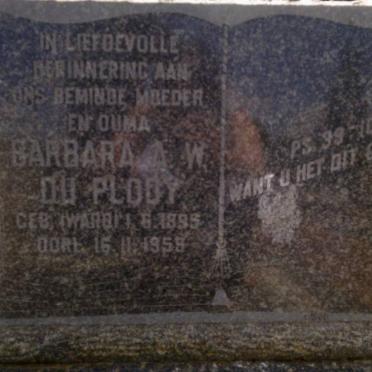 PLOOY Lourens Jacobus, du 1885-1958 &amp; Barbara A.W.WARD 1895-1959