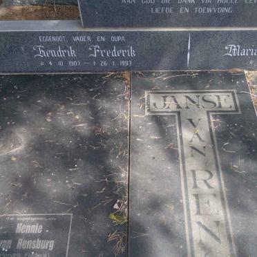 RENSBURG Hendrik Frederik, Janse van 1907-1993 &amp; Maria Elizabeth FERREIRA 1911-2004