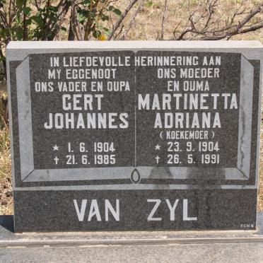 Zyl Gert Johannes, van 1904-1985 &amp; Martinetta Adriana KOEKEMOER 1904-1991