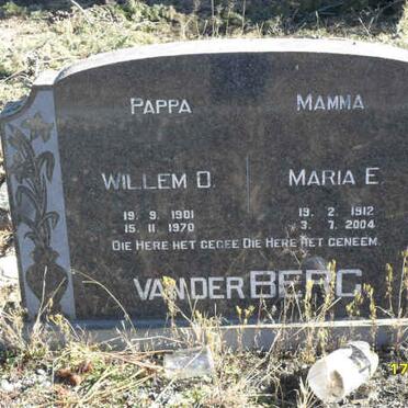 BERG Willem D., van der 1901-1970 &amp; Maria E. 1912-2004