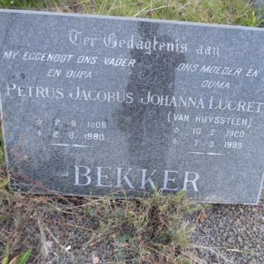 BEKKER Petrus Jacobus 1906-1980 & Johanna Lucretia VAN HUYSTEEN 1920-1999
