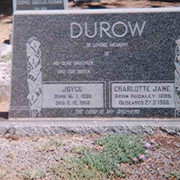 DUROW Joyce 1930-1965 :: DUROW Charlotte Jane nee BUCKLEY 1889-1966