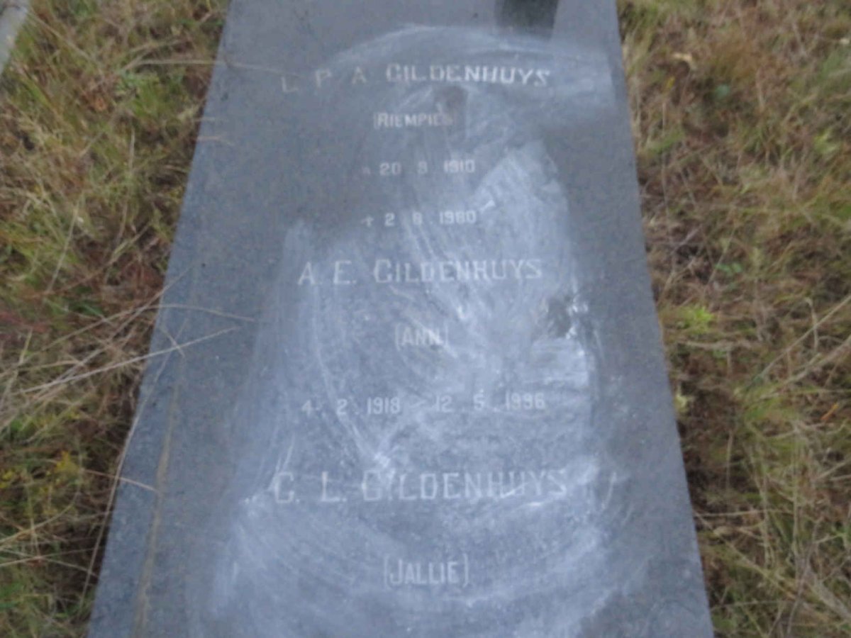 GILDENHUYS L.P.A. 1910-1980 &amp; A.E. 1918-1996 :: GILDENHUYS G.L. 1950-1994