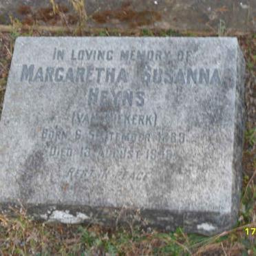 HEYNS Margaretha Susanna nee VAN NIEKERK 1889-1948