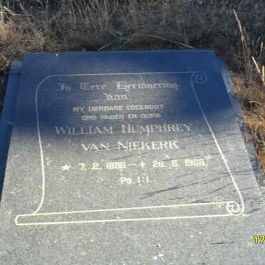 NIEKERK William Humphrey, van 1888-1968