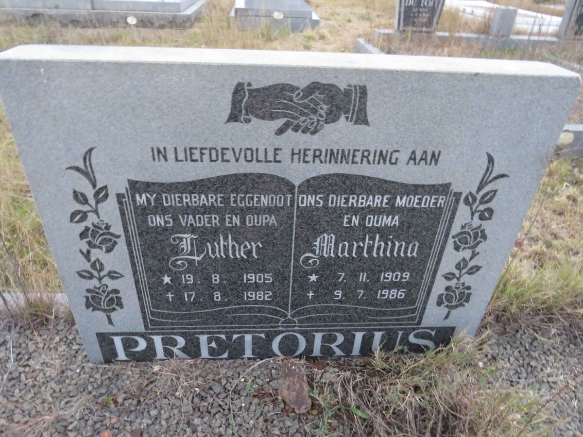 PRETORIUS Luther 1905-1982 &amp; Marthina 1909-1986