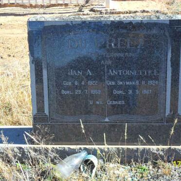 PREEZ Jan A., du 1922-1969 &amp; Antoinette SNYMAN 1924-1987
