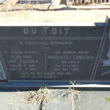 TOIT Jan Jacobus, du 1892-1967 &amp; Magdalena Christina DREYER 1900-1980