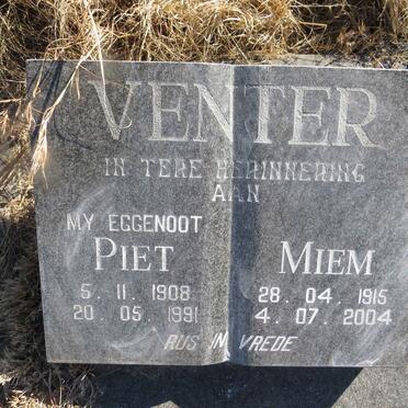 VENTER Piet 1908-1991 &amp; Miem 1915-2004