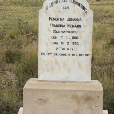 NIEMANN Hendrina Johanna Francina nee VAN VUUREN 1892-1970