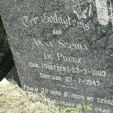 PREEZ Anna Sophia, du nee COETZER 1863-1947