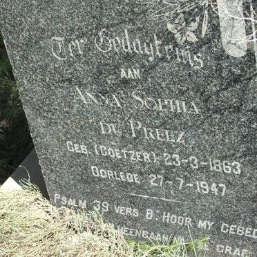 PREEZ Anna Sophia, du nee COETZER 1863-1947