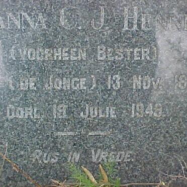 HENNING Susanna C.J. voorheen BESTER nee DE JONGE 1868-1949