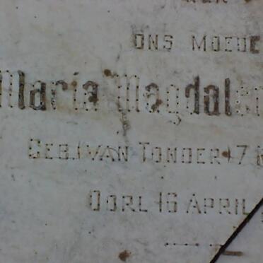 FOURIE Maria Magdalena nee VAN TONDER 1850-1940