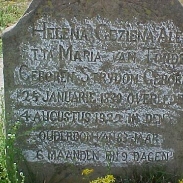 TONDER Helena Geziena Aletta Maria, van nee STRYDOM 1839-1922