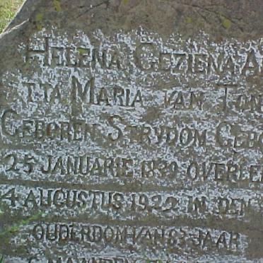 TONDER Helena Geziena Aletta Maria, van nee STRYDOM 1839-1922