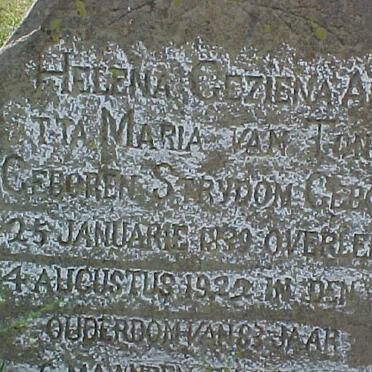 TONDER Helena Geziena Aletta Maria, van nee STRYDOM 1839-1922