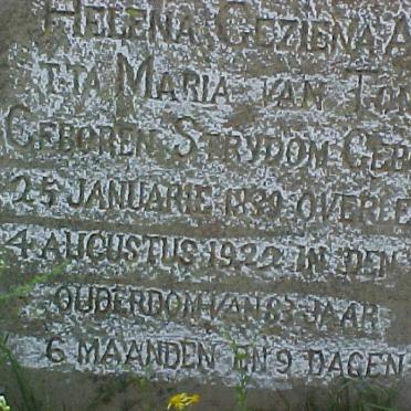 TONDER Helena Geziena Aletta Maria, van nee STRYDOM 1839-1922
