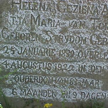 TONDER Helena Geziena Aletta Maria, van nee STRYDOM 1839-1922