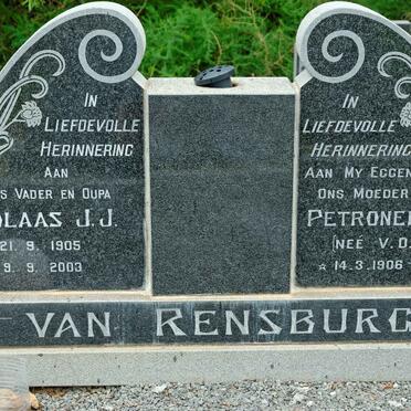 RENSBURG Nicolaas J.J., van 1905-2003 &amp; Petronella C.J. V.D. MERWE 1906-1975