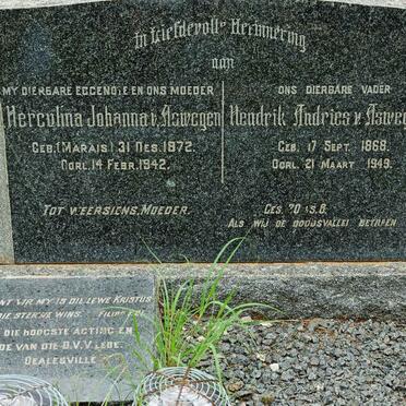 ASWEGEN Hendrik Andries, van 1868-1949 &amp; Herculina Johanna MARAIS 1872-1942
