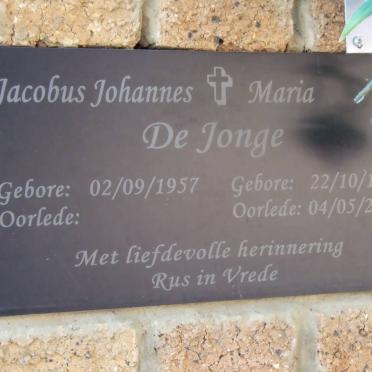 JONGE Jacobus Johannes, de 1957- &amp; Maria 1956-2011