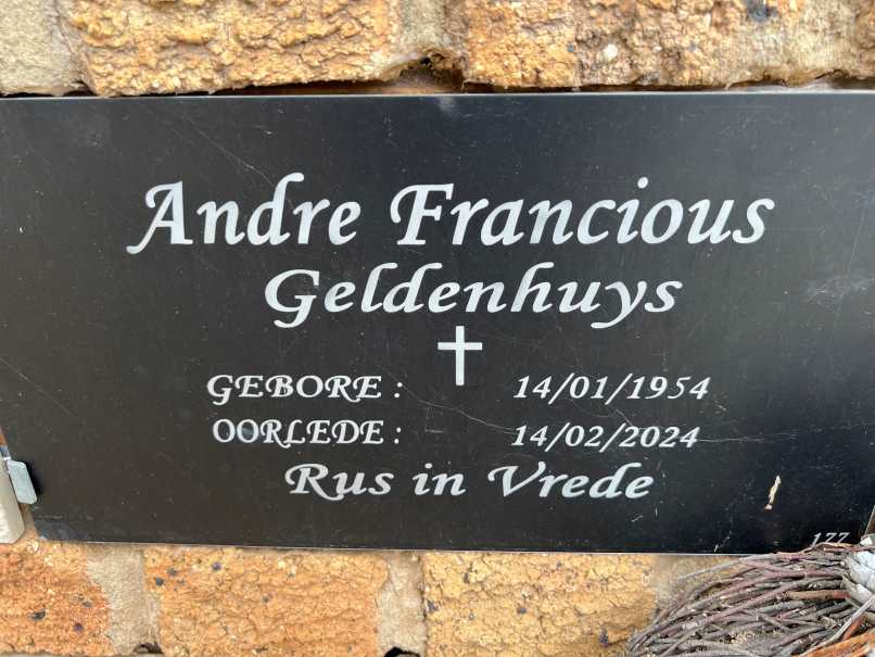 GELDENHUYS Andre Francois 1954-2024