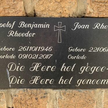RHEEDER Roelof Benjamin 1946-2017 &amp; Joan 1956-