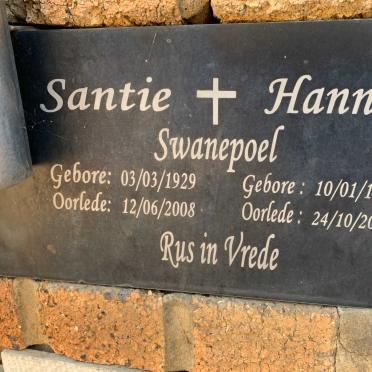 SWANEPOEL Santie 1929-2008 :: SWANEPOEL Hannes 1942-2015